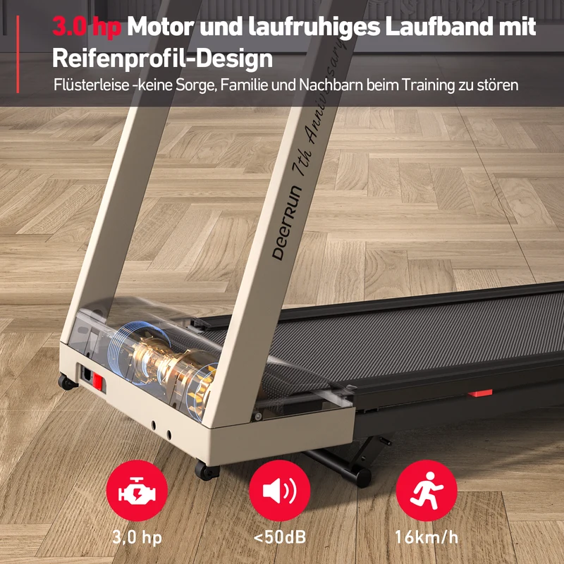 DeerRun A1 Pro – Klappbares Laufband bis 158 kg · 1–16 km/h