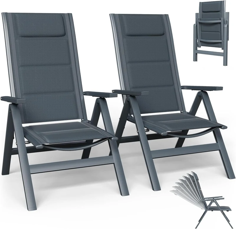 Aluminium-Gartenstühle mit verstellbarer Rückenlehne