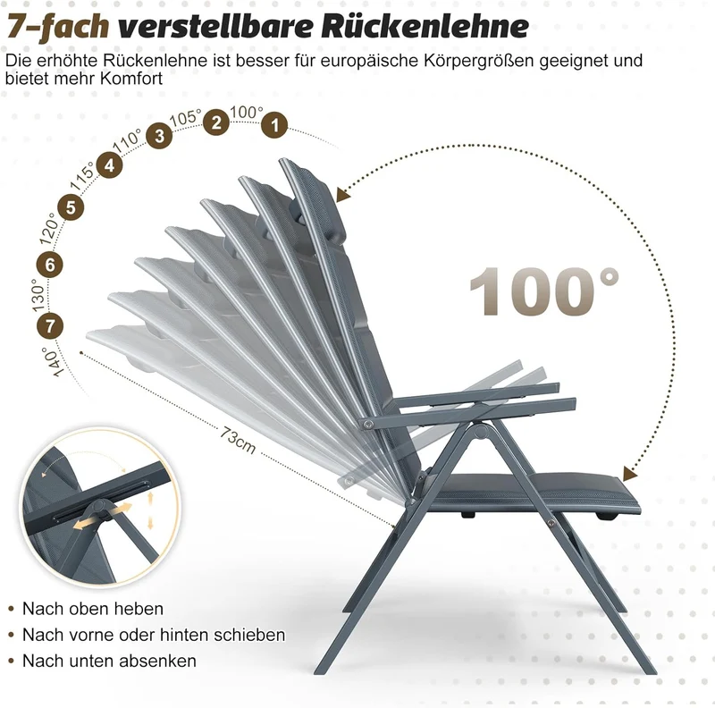 Aluminium-Gartenstühle mit verstellbarer Rückenlehne