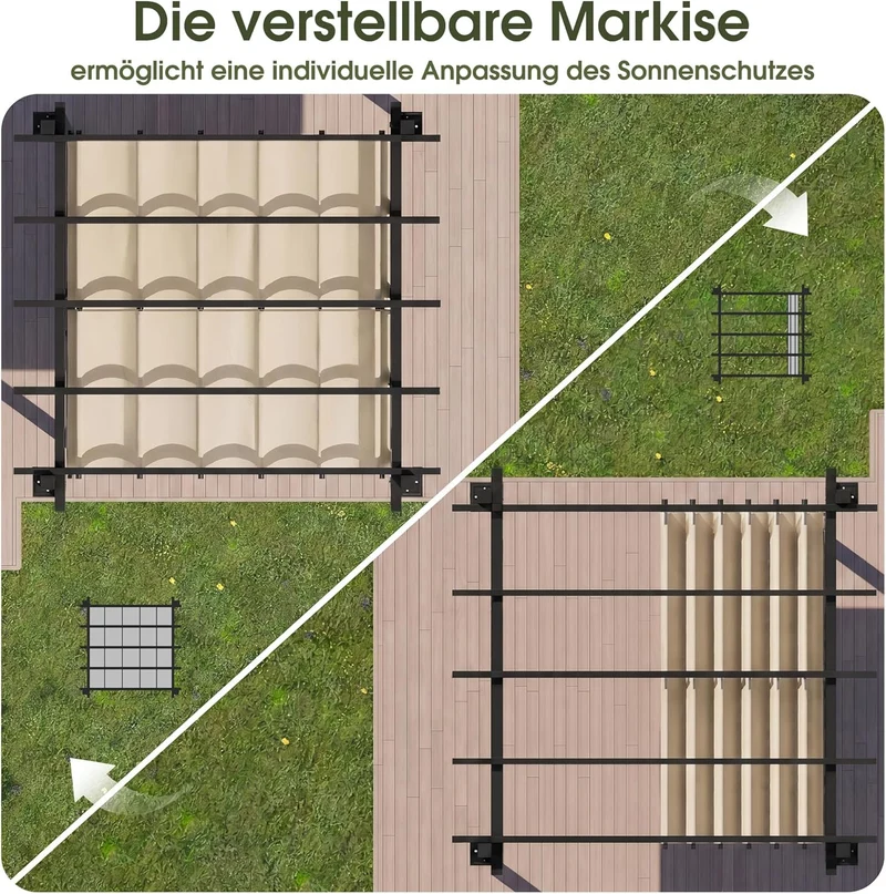 Aluminium-Pergola mit verstellbarem Schiebedach