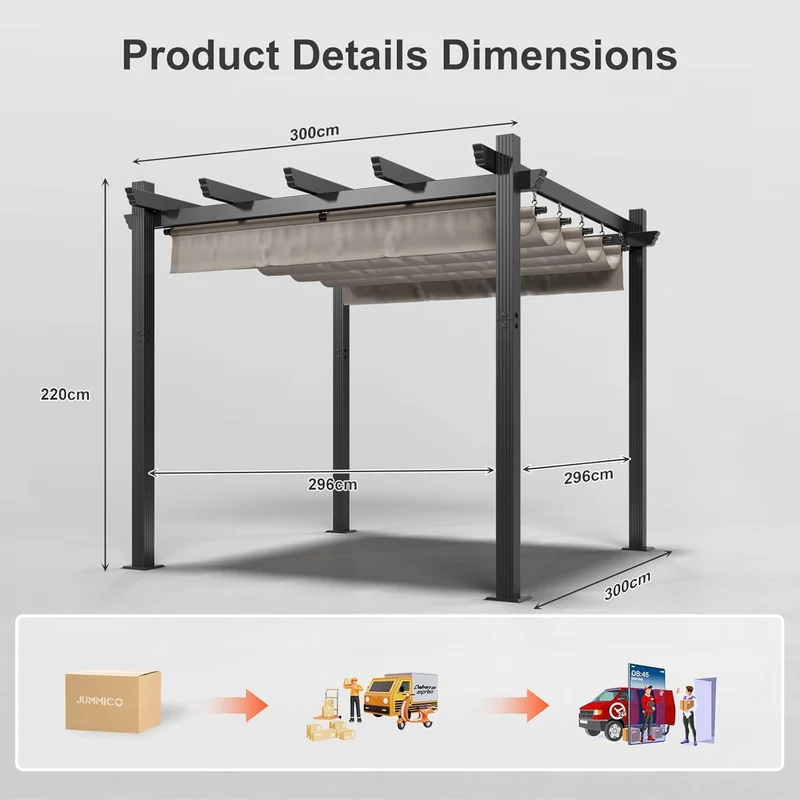 Aluminium-Pergola mit verstellbarem Schiebedach