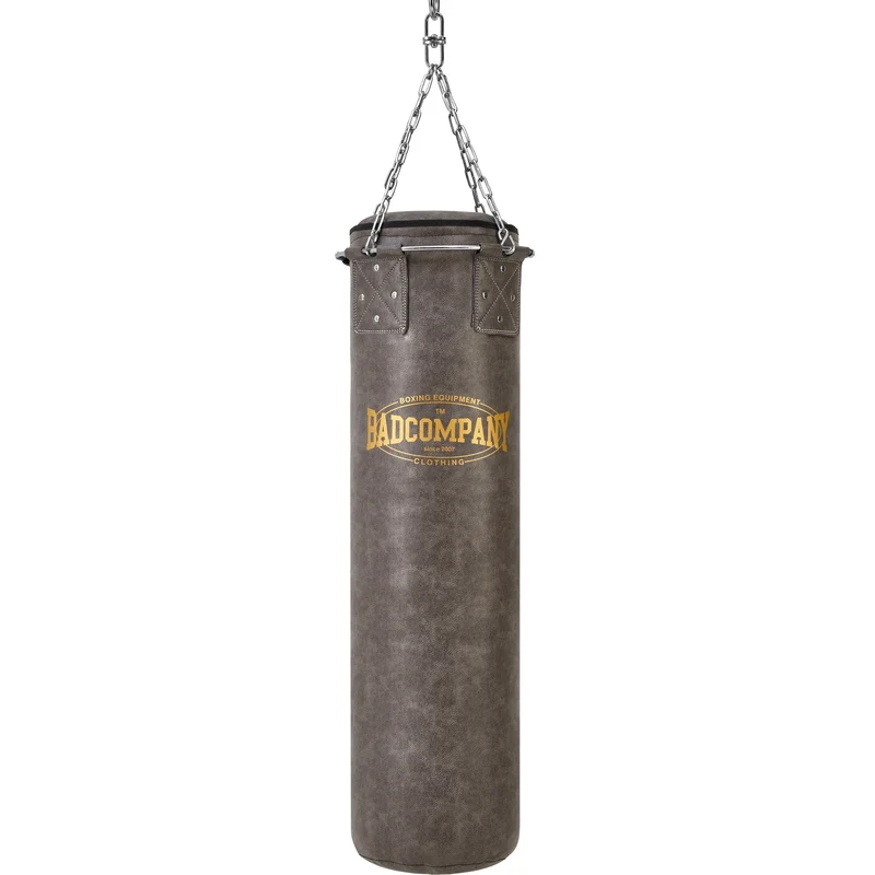Vintage Boxsack Kunstleder mit Stahlkette und Metallring