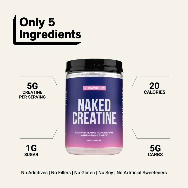 Strawberry Creatine Monohydrate Powder | Naked Creatine - 2.2LB