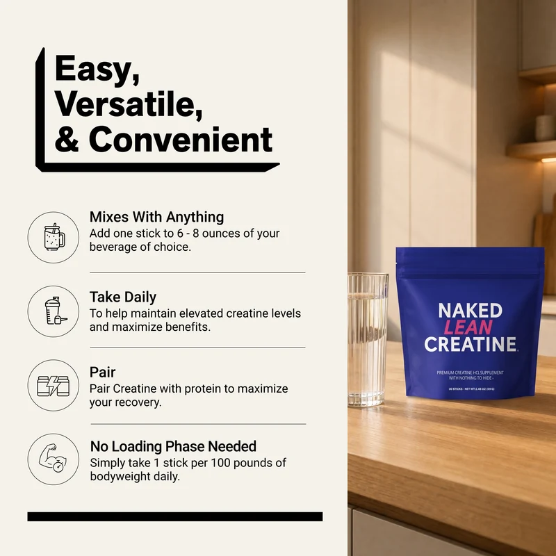 Creatine HCl Travel Packets | Naked Lean Creatine - 30 Servings