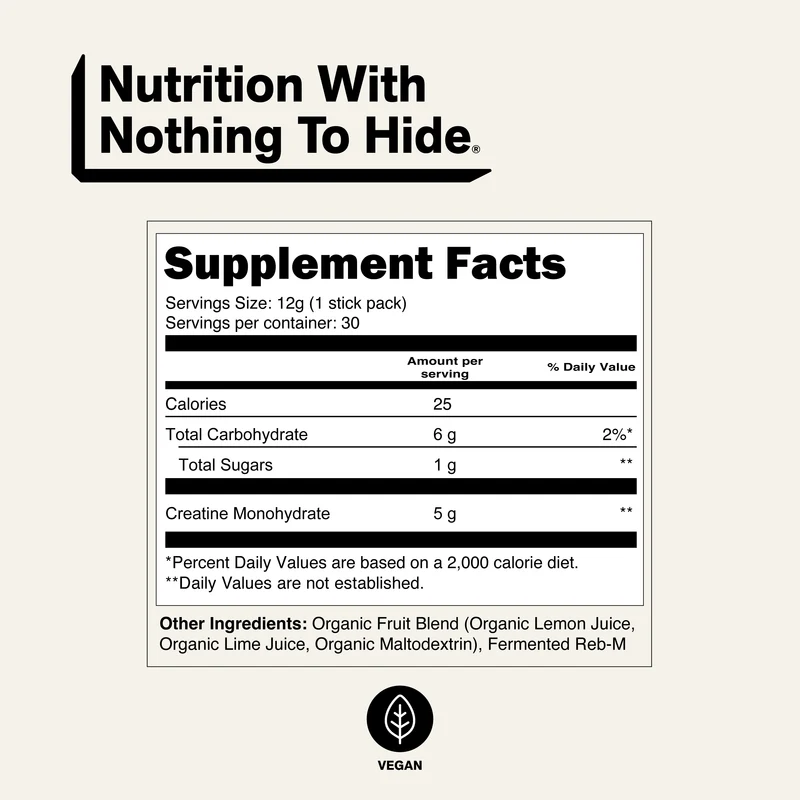 Lemon Lime Creatine Travel Packs | Naked Creatine - 30 Servings