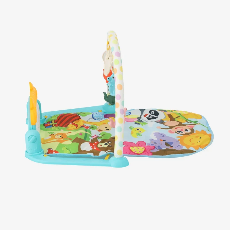 3-in-1-Baby-Fitnesscenter – Klavier-Spielmatte für Babys – Musikalische Spielmatte mit Rassel und Spiegel – Blau