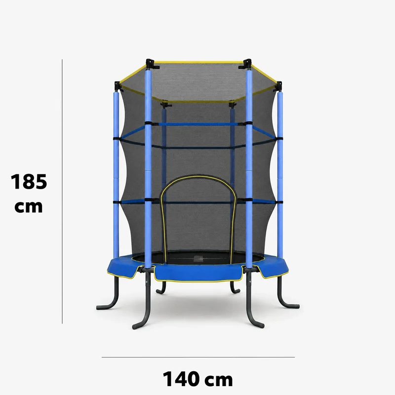 Kinder-Hallen-Trampolin 140 cm – mit Sicherheitsnetz – Blau
