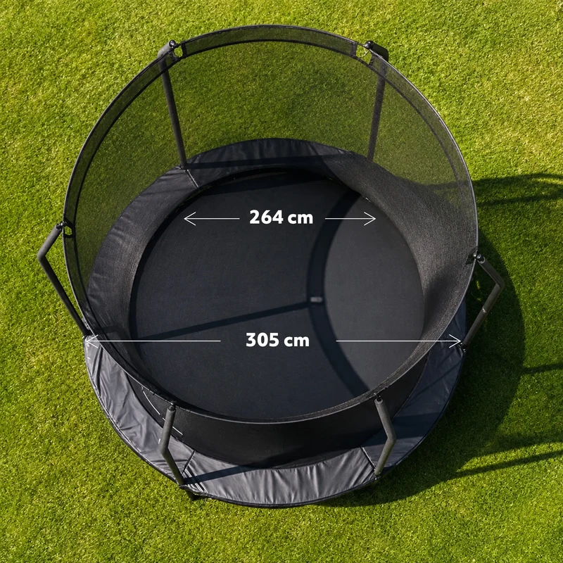 Kindertrampolin 305 cm mit Sicherheitsnetz und Leiter – Schwarz