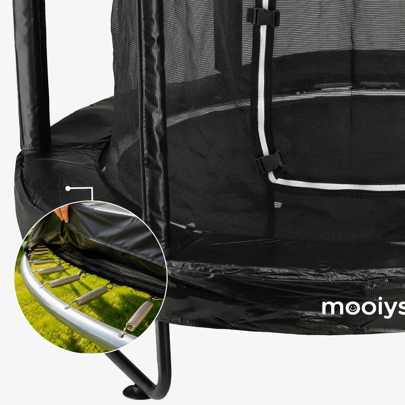 Kindertrampolin 305 cm mit Sicherheitsnetz und Leiter – Schwarz