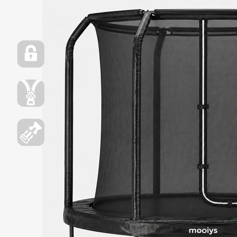 Kindertrampolin 305 cm mit Sicherheitsnetz und Leiter – Schwarz
