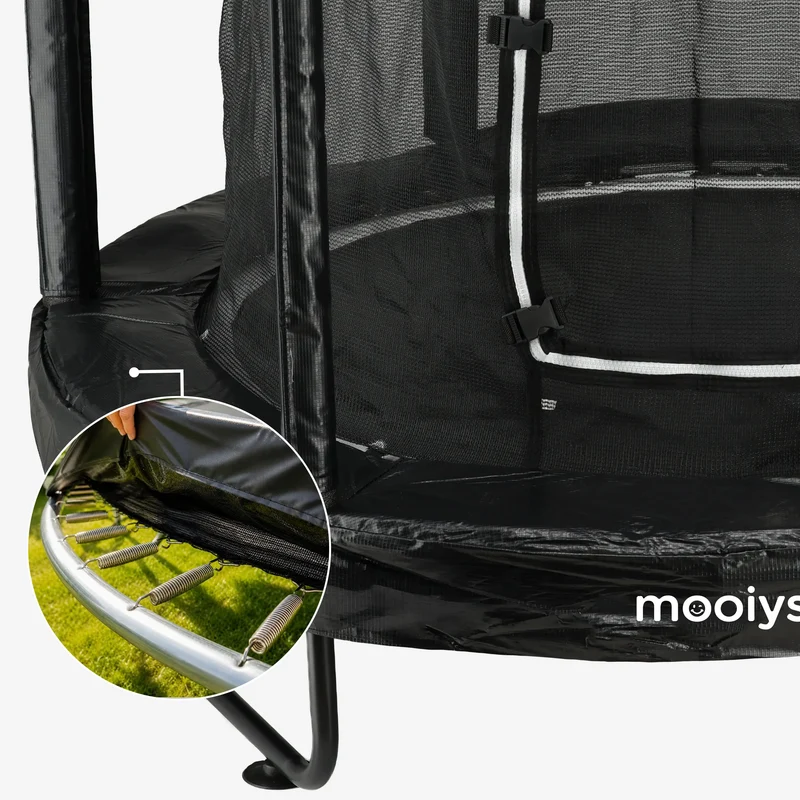 Kindertrampolin 244 cm mit Sicherheitsnetz und Leiter – Schwarz