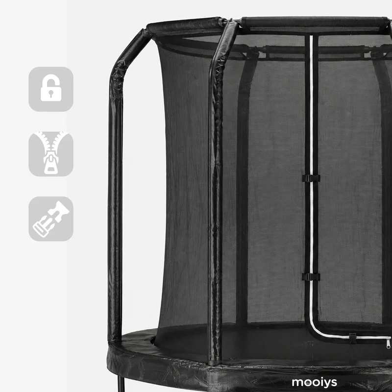 Kindertrampolin 244 cm mit Sicherheitsnetz und Leiter – Schwarz