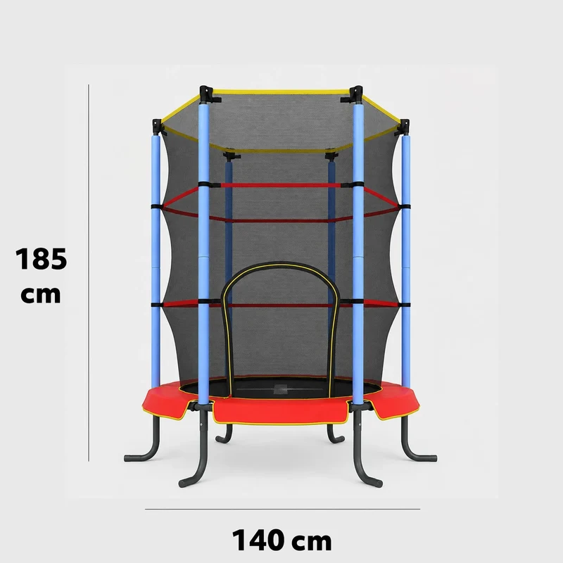 Kinder-Hallen-Trampolin 140 cm – mit Sicherheitsnetz – rot