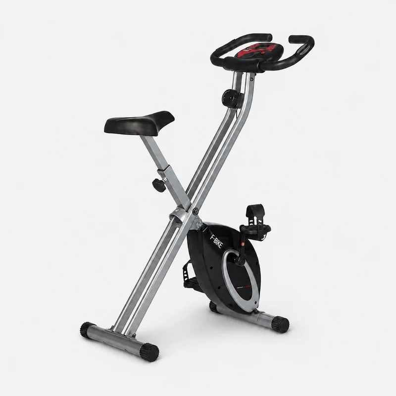 Ultrasport F-Bike Klappbarer Heimtrainer – 8 Widerstandsstufen – LCD-Display – Herzfrequenzmessung – Schwarz/Silber
