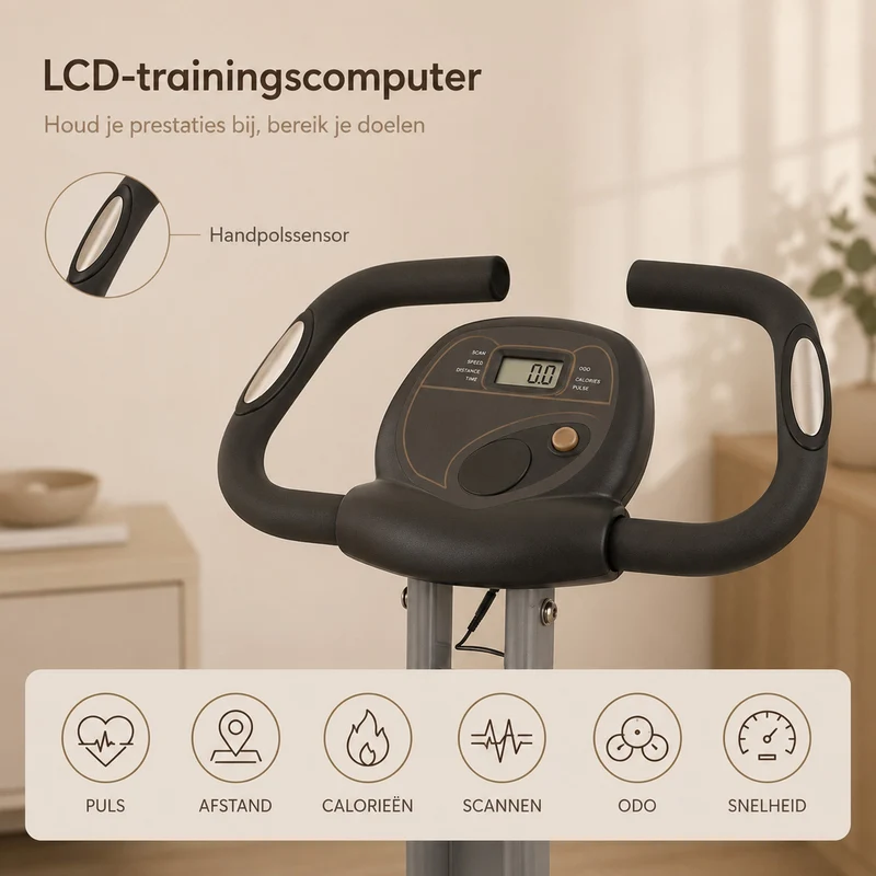 Ultrasport F-Bike Klappbarer Heimtrainer – 8 Widerstandsstufen – LCD-Display – Herzfrequenzmessung – Schwarz/Silber