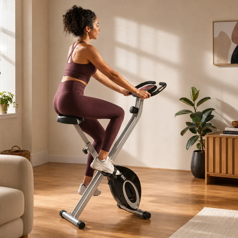 Ultrasport F-Bike Klappbarer Heimtrainer – 8 Widerstandsstufen – LCD-Display – Herzfrequenzmessung – Schwarz/Silber