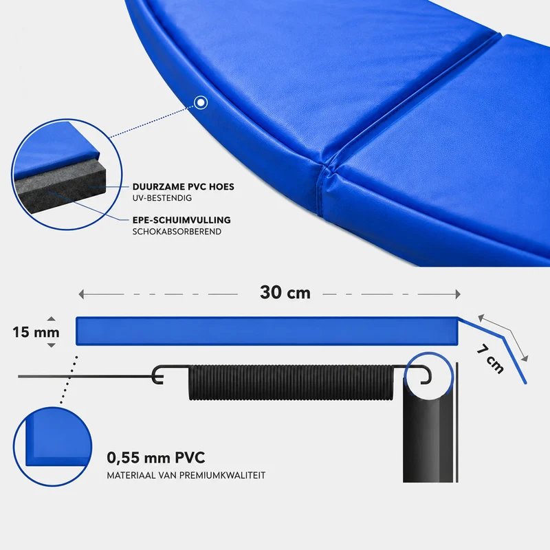 Ultrasport Trampolinrand 305 cm – Schutzrand für Trampoline – Blau