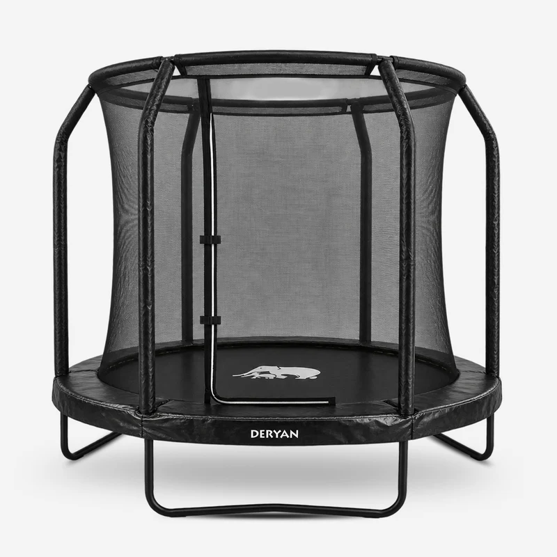 Kindertrampolin 183 cm mit Sicherheitsnetz und Leiter – Schwarz