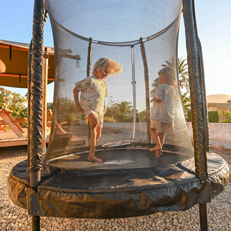 Kindertrampolin 183 cm mit Sicherheitsnetz und Leiter – Schwarz