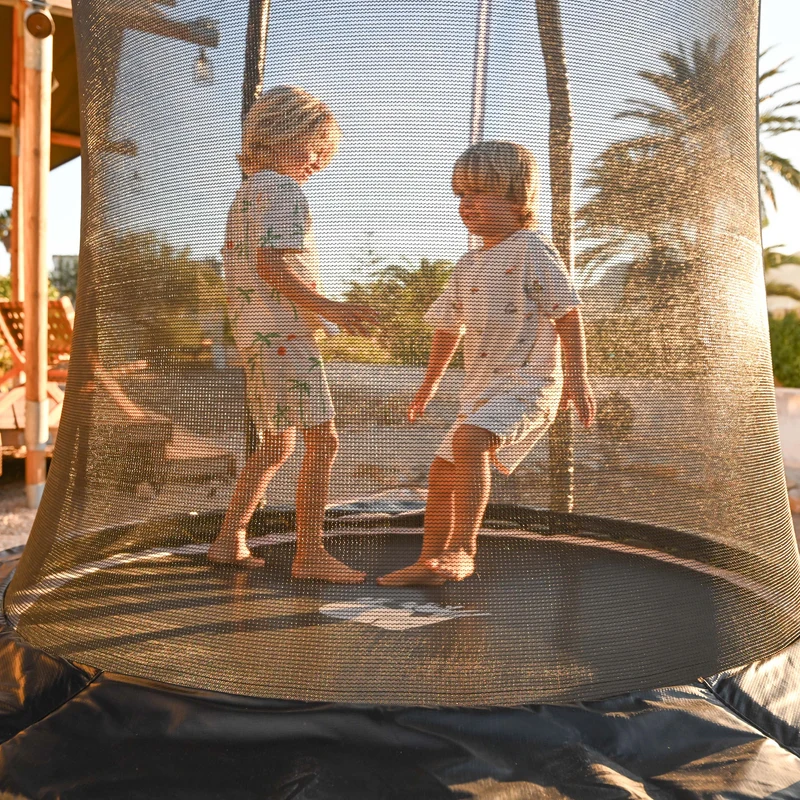 Kindertrampolin 183 cm mit Sicherheitsnetz und Leiter – Schwarz