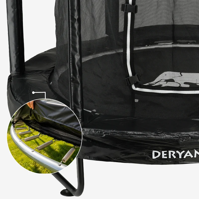 Kindertrampolin 183 cm mit Sicherheitsnetz und Leiter – Schwarz