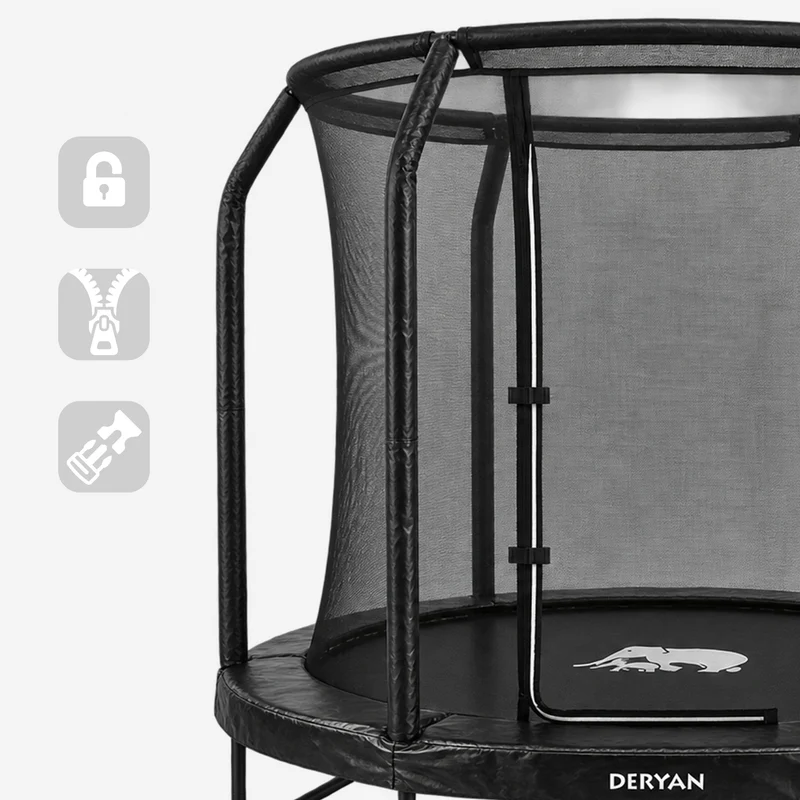 Kindertrampolin 183 cm mit Sicherheitsnetz und Leiter – Schwarz