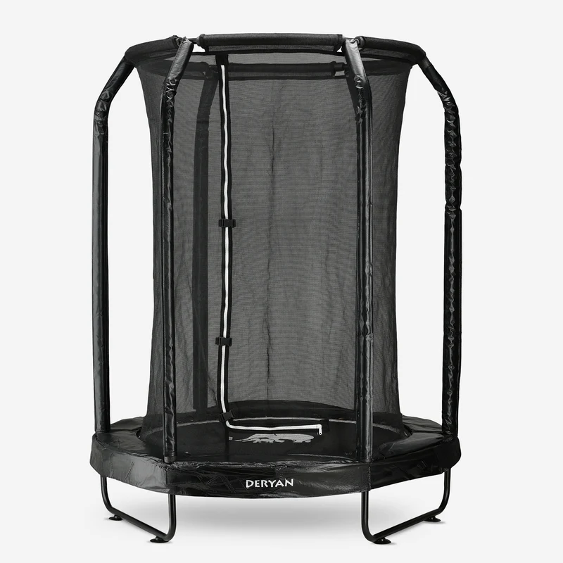 Kindertrampolin 140 cm mit Sicherheitsnetz – Schwarz