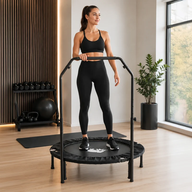 Zusammenklappbares Fitness-Trampolin 100 cm mit Haltegriff – Schwarz