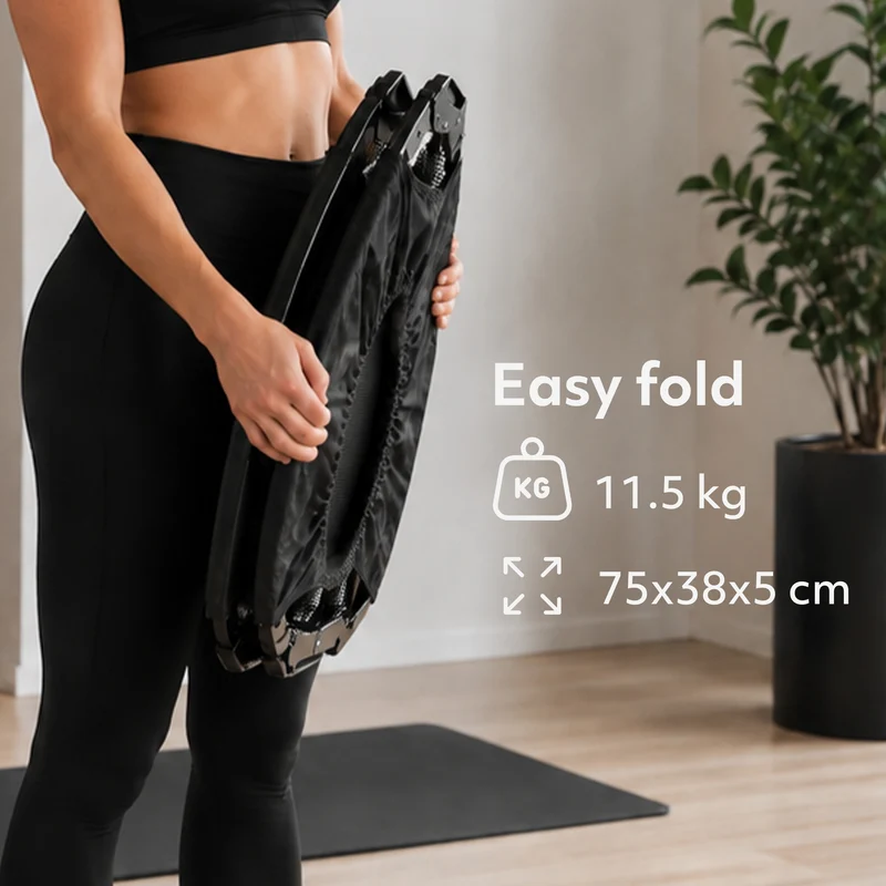 Zusammenklappbares Fitness-Trampolin 100 cm mit Haltegriff – Schwarz
