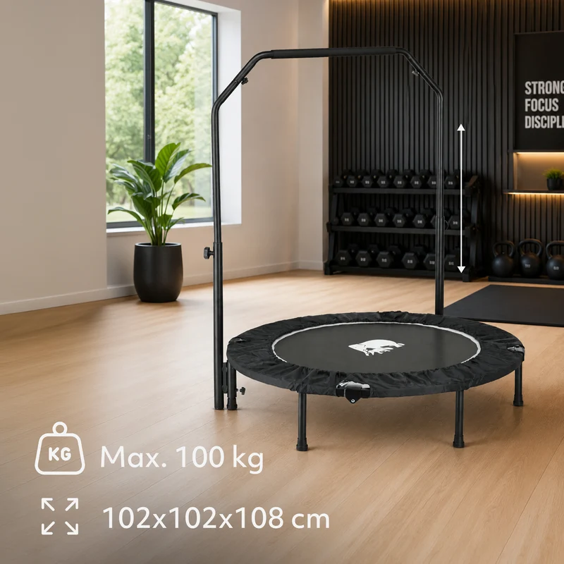 Zusammenklappbares Fitness-Trampolin 100 cm mit Haltegriff – Schwarz