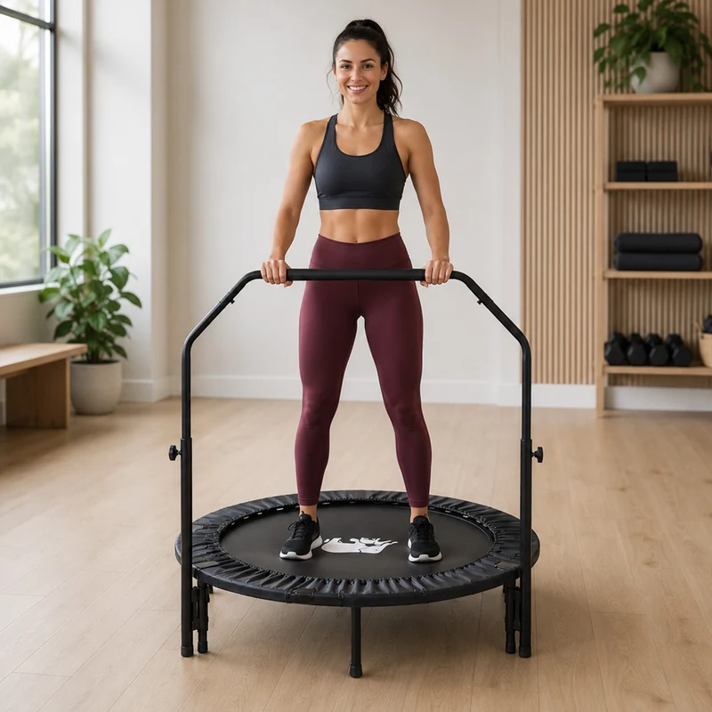 Zusammenklappbares Fitness-Trampolin 100 cm mit Haltegriff – Schwarz