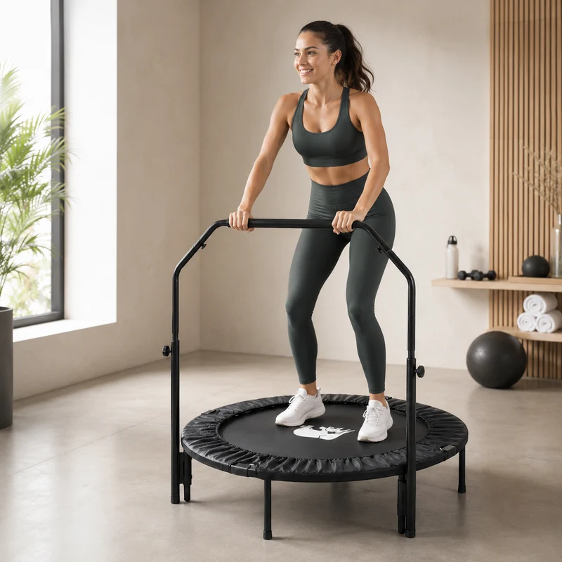 Zusammenklappbares Fitness-Trampolin 100 cm mit Haltegriff – Schwarz