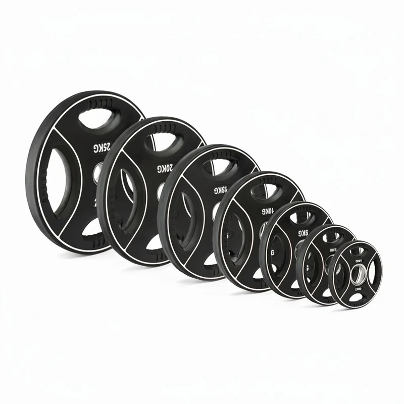 Vorteilspaket Polyurethan 4-Grip Hantelscheiben 50 mm – 125 kg SW