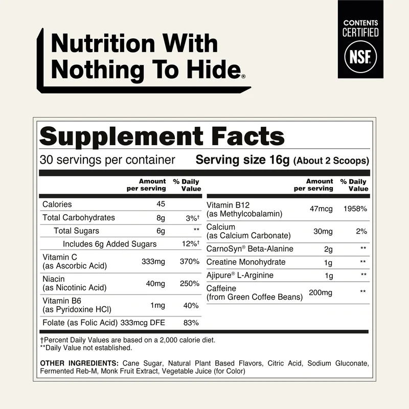 Cherry Lime Pre Workout Supplement | Naked Energy - 30 Servings
