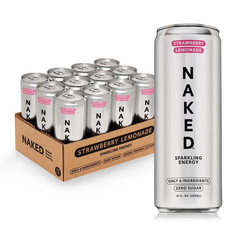 Strawberry Lemonade Naked Sparkling Energy | Clean Energy Drink - 12 Cans