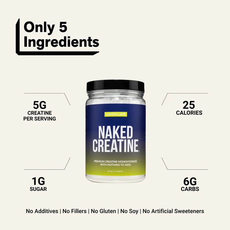 Lemon Lime Creatine Monohydrate Powder | Naked Creatine - 1.1LB