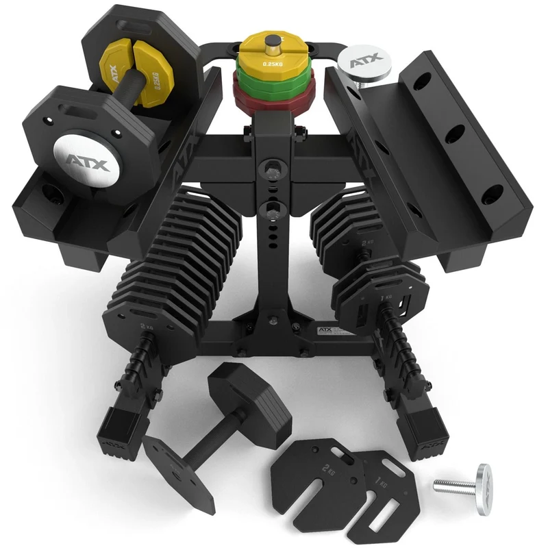 ATX® Octa Dumbbells 2 x 36 kg - Verstellbare Hanteln inkl. Ablageständer