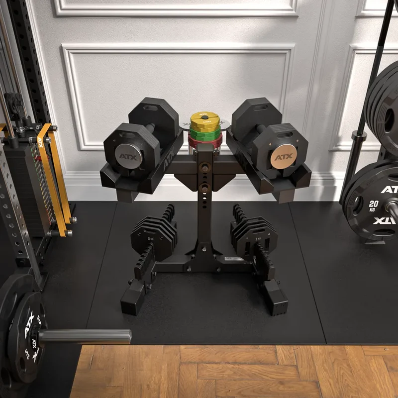 ATX® Octa Dumbbells 2 x 36 kg - Verstellbare Hanteln inkl. Ablageständer