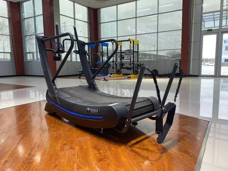 TZ-FITNESS® Kurven Laufband - Curved Treadmill TZ-3000A mit 8 Stufiger Magnetbremse und Parachute Trainingsgürtel