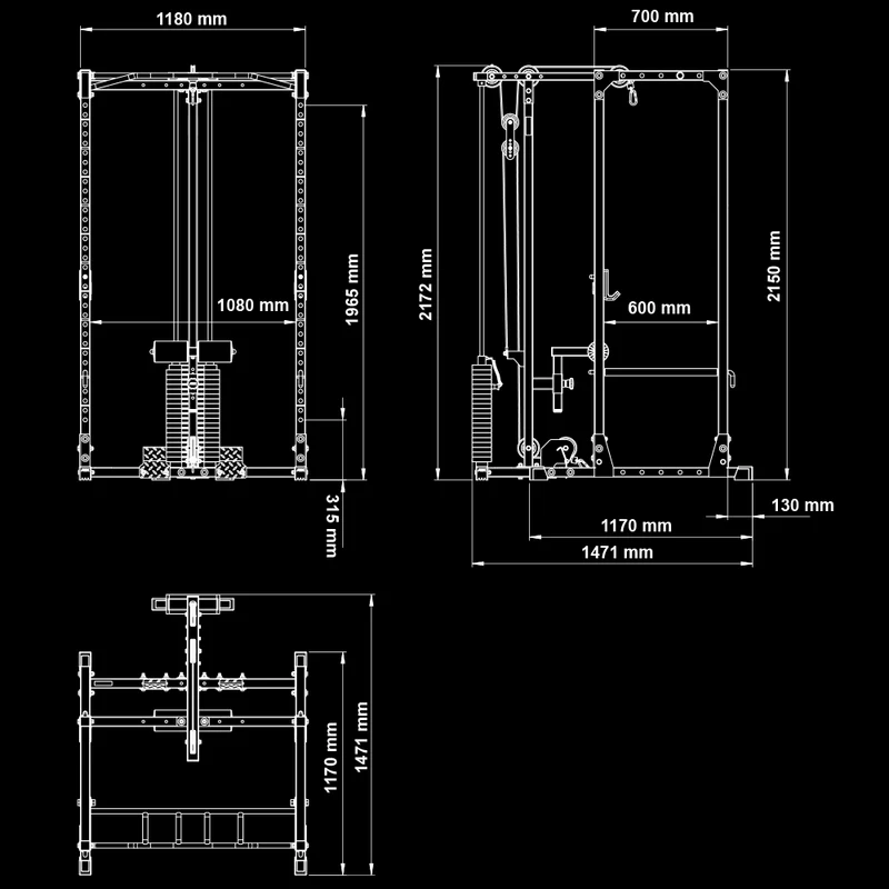 ATX® Power Rack PRX-520-XS mit Latzug 100 kg Steckgewichte - Höhe 215 cm