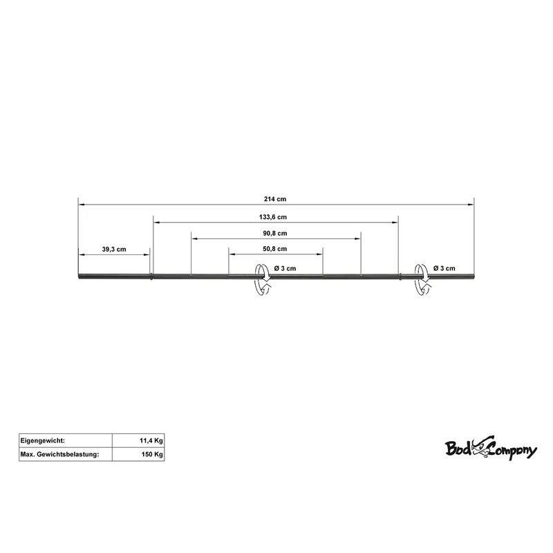 BLK Langhantelstange 214cm Langhantel schwarze Hantelstange Stange 30/31mm black