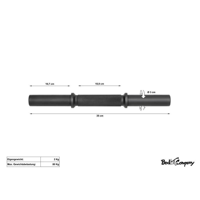 BLK Kurzhantelstange 35cm Kurzhantel Hantel Stange Hantelscheiben 30/31mm