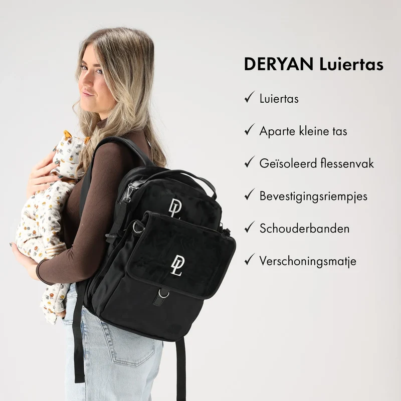 Dreiteilige Wickeltasche Schwarz