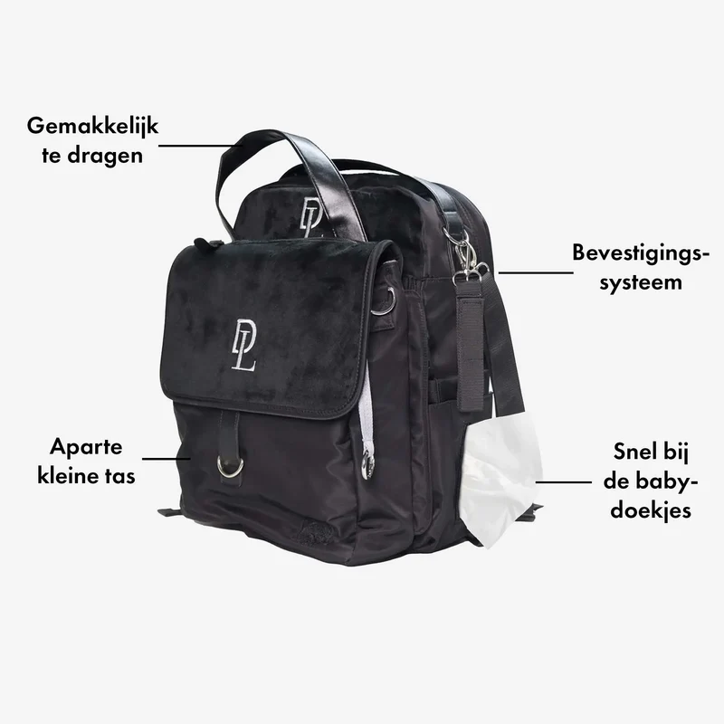 Dreiteilige Wickeltasche Schwarz
