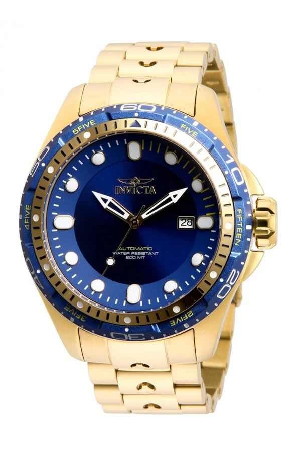 Invicta® Hydromax 32240 Mens Automatic 51mm Stainless Steel Gold, Aluminum Case, Blue Dial