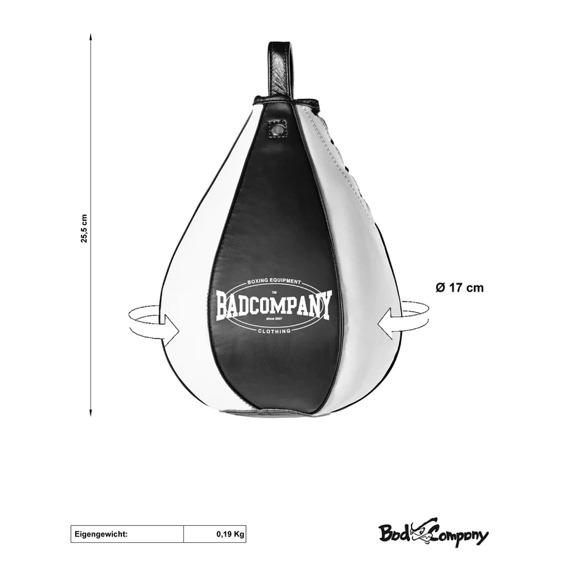 Boxbirne aus Echt-Leder medium black/white