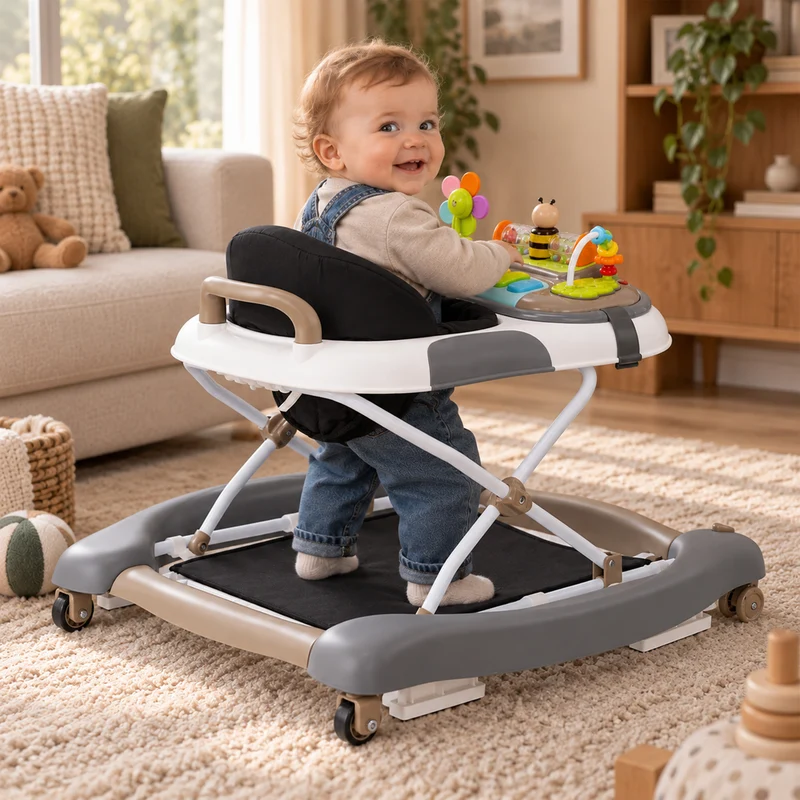 4-in-1 Lauflernwagen Schwarz & Braun