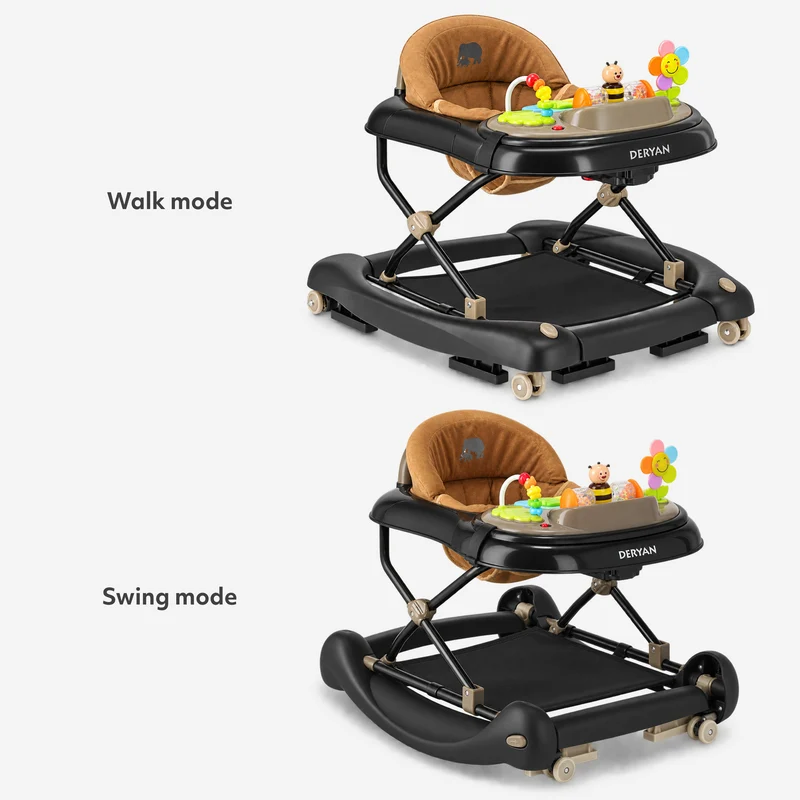 4-in-1 Lauflernwagen Schwarz & Nougat