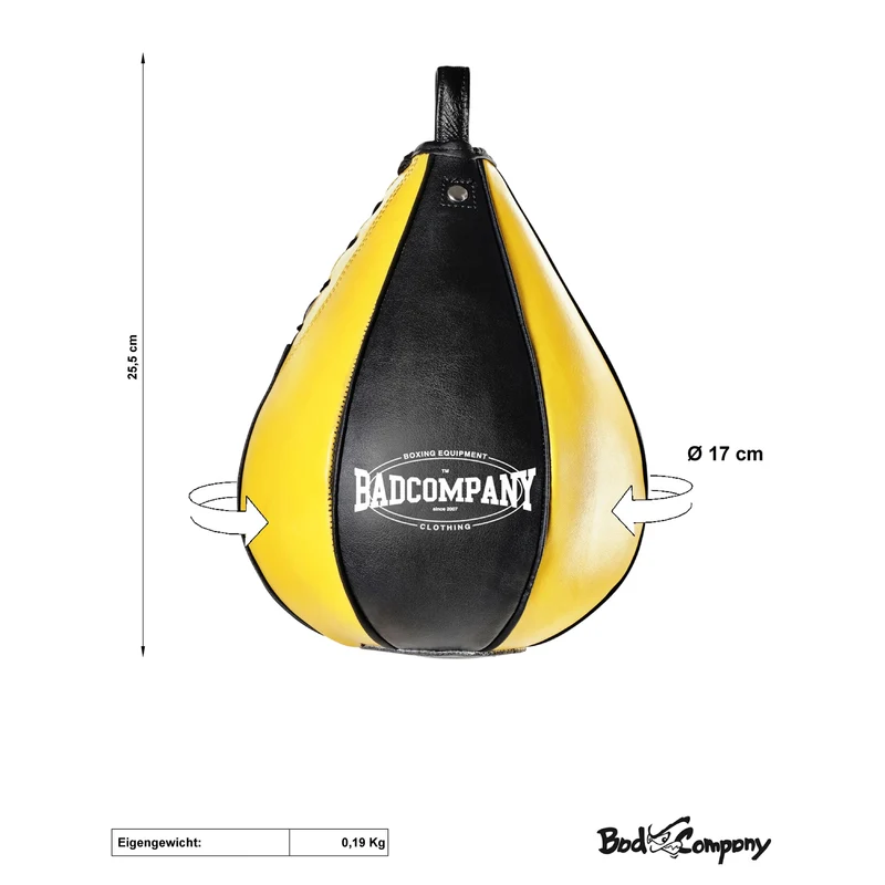 Boxbirne aus Echt-Leder medium black/yellow