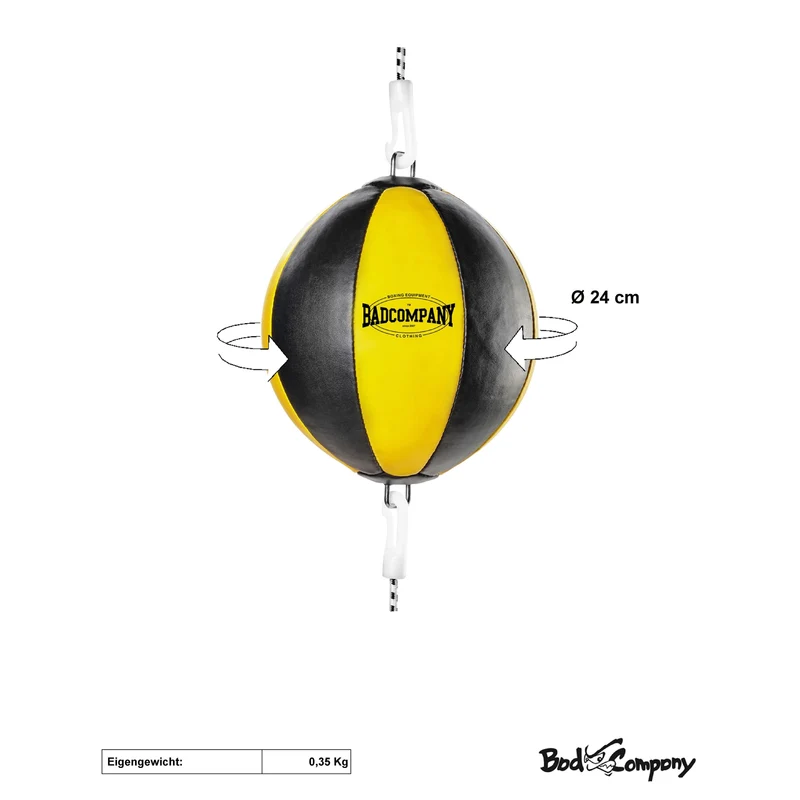 Doppelendball aus Kunstleder mit Spanngurten yellow